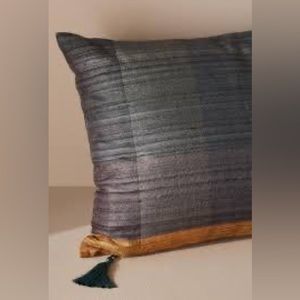 Raw Silk Anthropologie Blue Woven Pillow Cover NWT